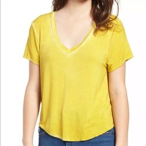 Ten Sixty Sherman Yellow V-neck Tee